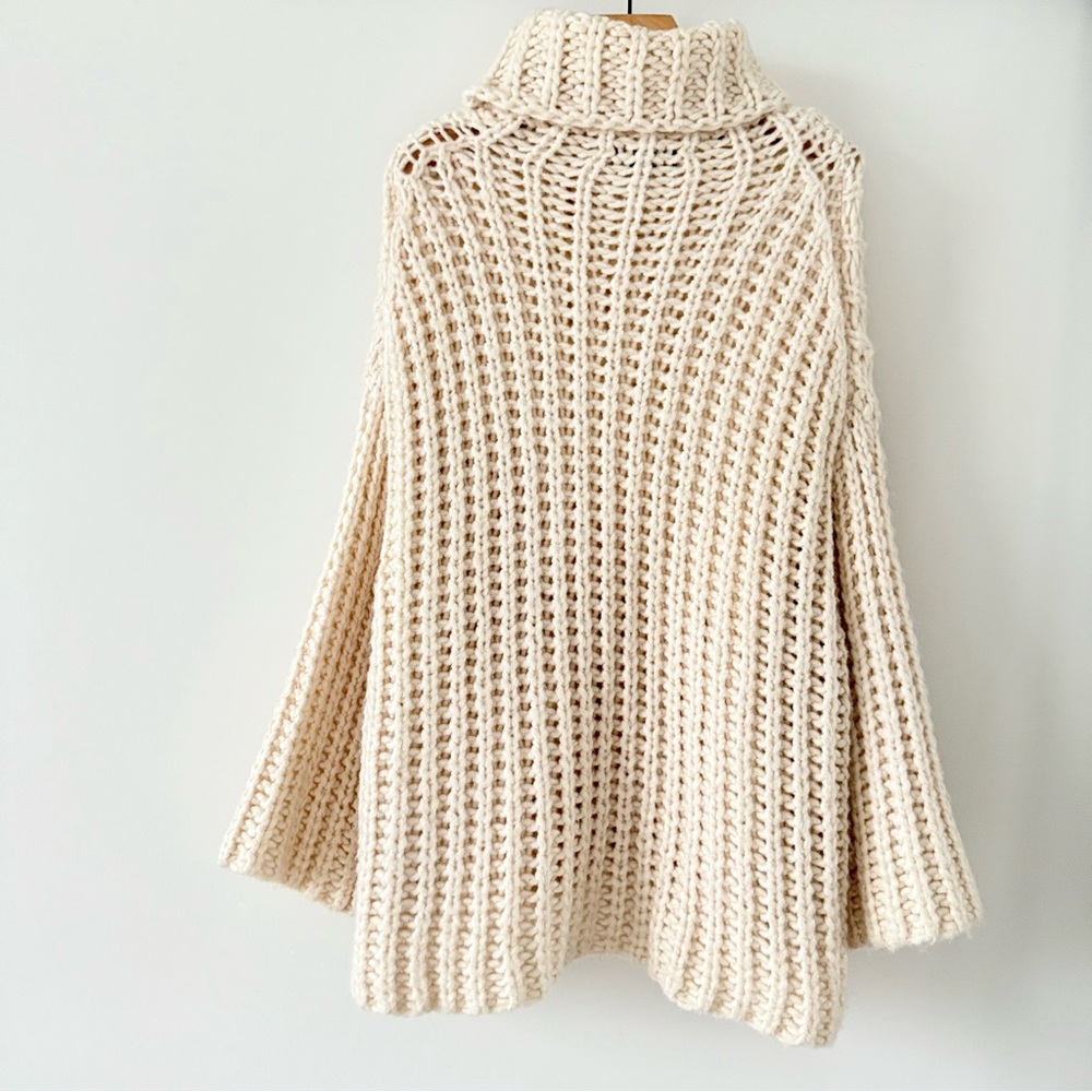 Zara Cream Chunky Knit Cowl Neck Sweater - Picture 2 of 14